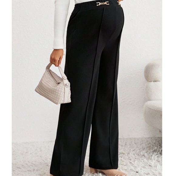 Maternity Classic Stretchy Waist Wide leg Pants Trousers - Picture 4 of 5